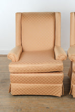 Load image into Gallery viewer, Pair of Highland House Hickory Wingback Lounge Chairs in Rose Diamond Upholstery
