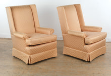 Load image into Gallery viewer, Pair of Highland House Hickory Wingback Lounge Chairs in Rose Diamond Upholstery
