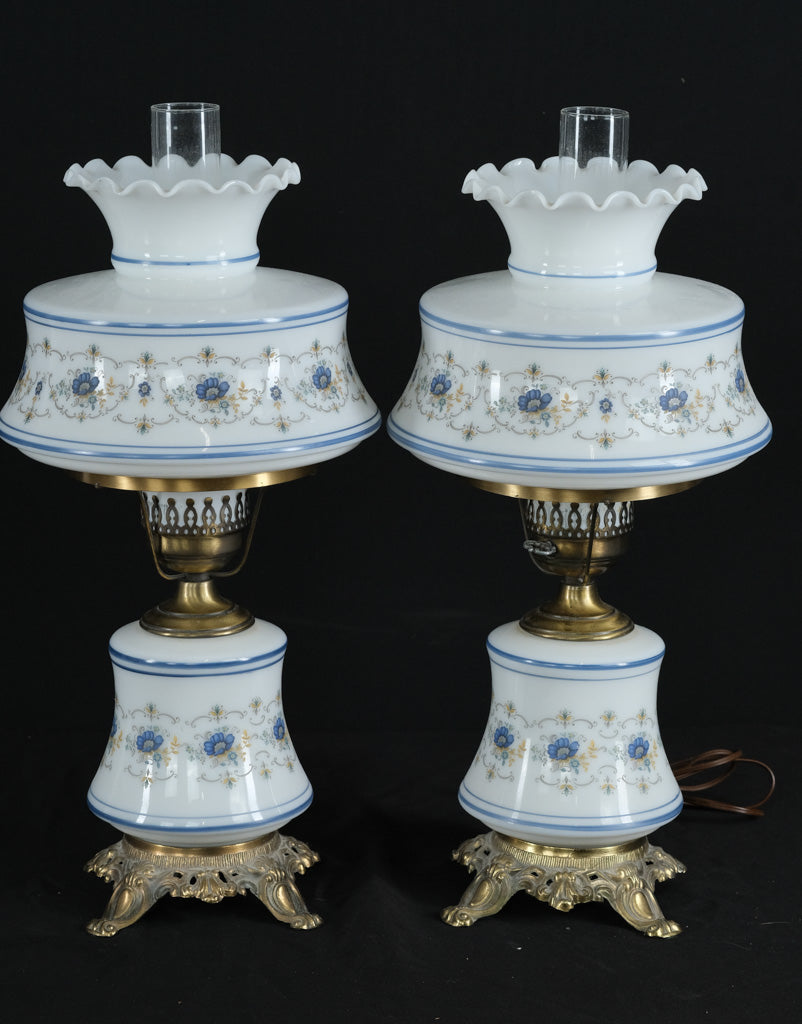 Pair of Quoizel Abigail Adams Hurricane Lamps