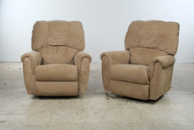 Load image into Gallery viewer, Pair of La-Z-Boy Swivel Rocker Recliners in Tan Upholstery

