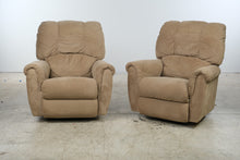 Load image into Gallery viewer, Pair of La-Z-Boy Swivel Rocker Recliners in Tan Upholstery
