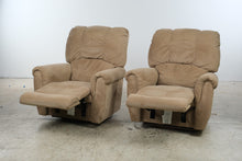 Load image into Gallery viewer, Pair of La-Z-Boy Swivel Rocker Recliners in Tan Upholstery
