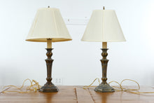 Load image into Gallery viewer, Pair Traditional Bronze Finish Table Lamps 26 Inch Fluted Column Lamps
