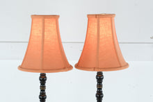 Load image into Gallery viewer, Pair Black Turned Candlestick Table Lamps 37 Inch Tall With Shades
