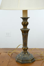 Load image into Gallery viewer, Pair Traditional Bronze Finish Table Lamps 26 Inch Fluted Column Lamps
