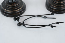 Load image into Gallery viewer, Pair Black Turned Candlestick Table Lamps 37 Inch Tall With Shades

