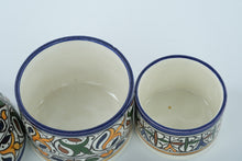 Load image into Gallery viewer, Pair of Lidded Moroccan Jars – Fes Naji (Handpainted Ceramic, Set of 2)
