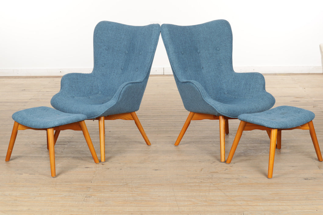 Pair of MCM Acantha Lounge Chairs and Ottomans