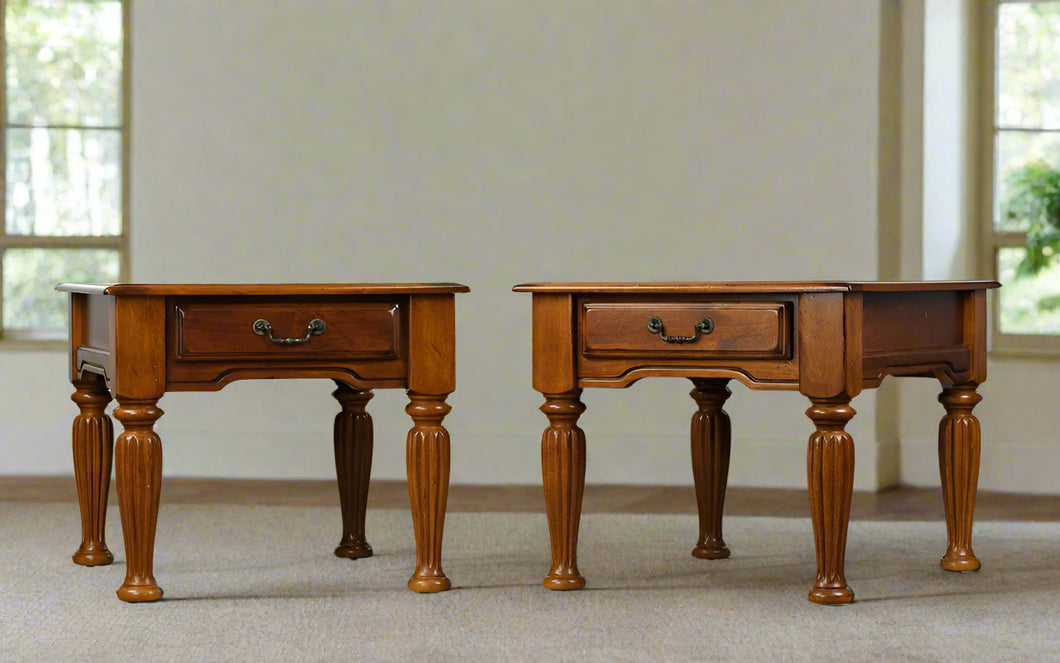 Pair of Main Street Side Tables with Center Drawers