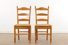 Load image into Gallery viewer, Pair of Maple Ladder Back Chairs with Rush Seats
