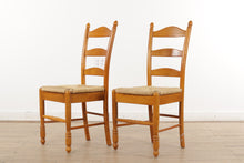 Load image into Gallery viewer, Pair of Maple Ladder Back Chairs with Rush Seats
