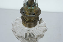 Load image into Gallery viewer, Antique French Brass And Marble Oil Lamp Pair With Glass Fonts
