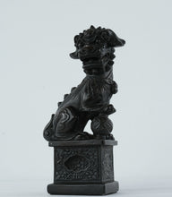 Load image into Gallery viewer, Marwal Foo Dog Guardian Statues – Pair of Black Chinese Lion Figures on Pedestals, 11” Tall
