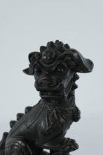 Load image into Gallery viewer, Marwal Foo Dog Guardian Statues – Pair of Black Chinese Lion Figures on Pedestals, 11” Tall

