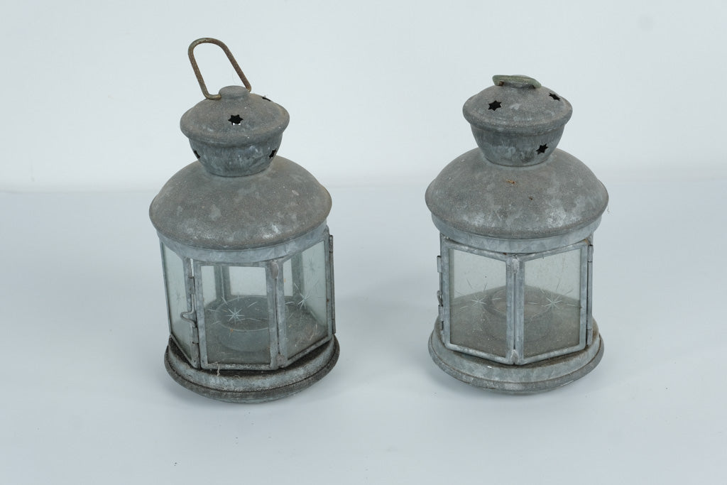 Pair of Vintage-Style Metal Lantern Candle Holders – 10