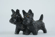 Load image into Gallery viewer, Vintage Cast Iron Scottish Terrier Double Dog Figurine Black Scottie Pair
