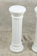 Load image into Gallery viewer, Pair Vintage Mexico Neoclassical White Plaster Fluted Column Pedestals 28 Inch
