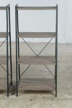 Load image into Gallery viewer, Pair of Industrial Ladder Bookshelves with Wood Shelves
