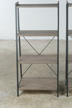 Load image into Gallery viewer, Pair of Industrial Ladder Bookshelves with Wood Shelves
