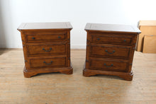 Load image into Gallery viewer, Traditional Wood Nightstands Set of 2 Three Drawer Bedside Tables 32 Inch
