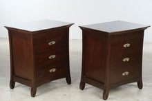 Load image into Gallery viewer, Pair of Contemporary Cherry Finish 3 Drawer Nightstands End Tables
