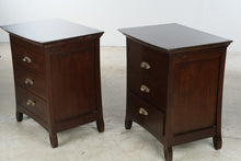 Load image into Gallery viewer, Pair of Contemporary Cherry Finish 3 Drawer Nightstands End Tables
