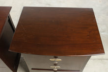 Load image into Gallery viewer, Pair of Contemporary Cherry Finish 3 Drawer Nightstands End Tables
