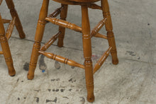 Load image into Gallery viewer, Pair of Solid Oak Windsor Counter Height Bar Stools with Spindle Backs
