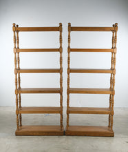 Load image into Gallery viewer, Pair of Solid Oak Open Bookcases with Turned Spindle Posts
