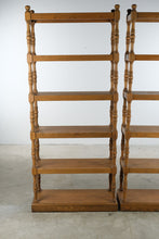 Load image into Gallery viewer, Pair of Solid Oak Open Bookcases with Turned Spindle Posts
