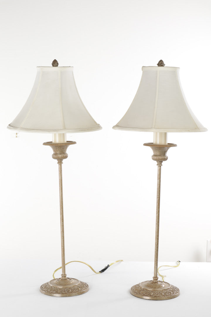 Pair of Pewter Splattered Lamps