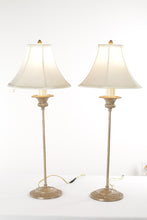 Load image into Gallery viewer, Pair of Pewter Splattered Lamps
