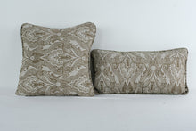 Load image into Gallery viewer, Pair Decorative Throw Pillows Beige Damask Pattern 2 Sizes Set
