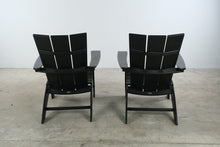 Load image into Gallery viewer, Set of 2 Polywood Black Adirondack Chairs with Matching Ottomans
