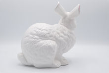 Load image into Gallery viewer, White Ceramic Rabbit Figurines Pair Large and Small Pink Accents Easter Decor
