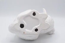 Load image into Gallery viewer, White Ceramic Rabbit Figurines Pair Large and Small Pink Accents Easter Decor
