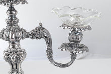 Load image into Gallery viewer, Pair of Reed and Barton Renaissance Silver Candelabras with Glass Holders
