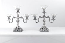 Load image into Gallery viewer, Pair of Reed and Barton Renaissance Silver Candelabras with Glass Holders
