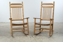 Load image into Gallery viewer, Pair of Cracker Barrel Solid Oak High Back Rocking Chairs
