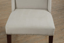 Load image into Gallery viewer, Pair of Safavieh Upholstered Dining Chairs with Nailhead Trim in Neutral Linen
