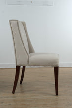 Load image into Gallery viewer, Pair of Safavieh Upholstered Dining Chairs with Nailhead Trim in Neutral Linen
