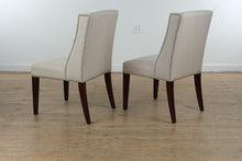 Load image into Gallery viewer, Pair of Safavieh Upholstered Dining Chairs with Nailhead Trim in Neutral Linen
