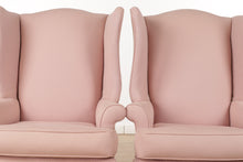 Load image into Gallery viewer, Pair of Soft Pink Wingback Chairs
