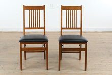 Load image into Gallery viewer, Set of 2 Stakmore Fruitwood Folding Dining Chairs Black Vinyl Seats
