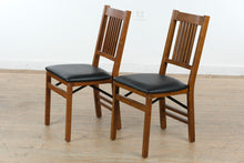 Load image into Gallery viewer, Set of 2 Stakmore Fruitwood Folding Dining Chairs Black Vinyl Seats
