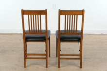 Load image into Gallery viewer, Set of 2 Stakmore Fruitwood Folding Dining Chairs Black Vinyl Seats

