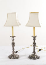 Load image into Gallery viewer, Pair of Sterling Silver Candlestick Lamps

