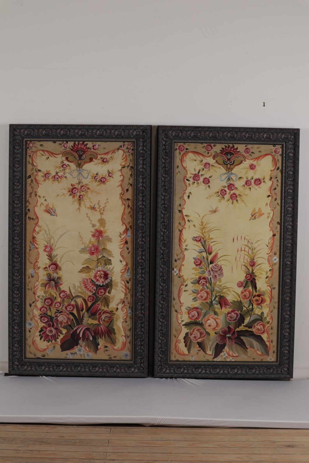 Pair of Tall Rose Panels