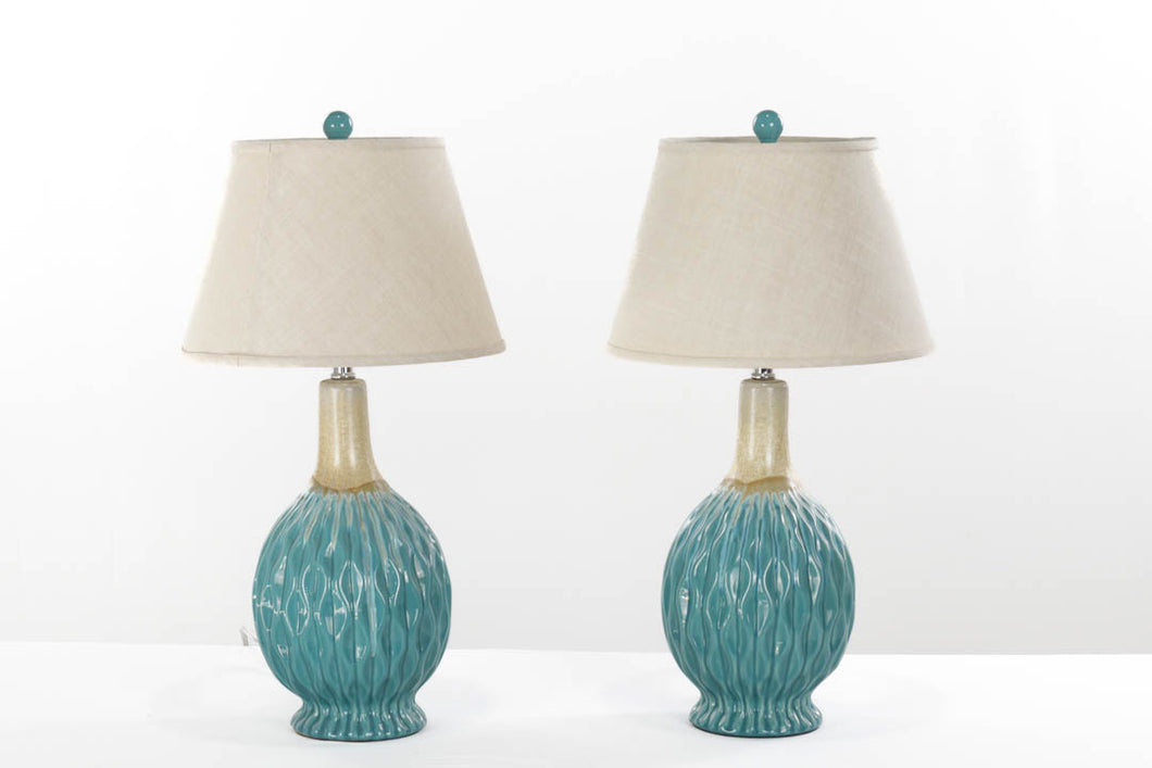 Pair of Turquoise Table Lamps