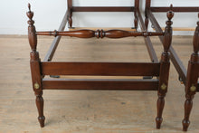 Load image into Gallery viewer, Pair of Mahogany Twin Poster Beds with Turned Spindle Footboards
